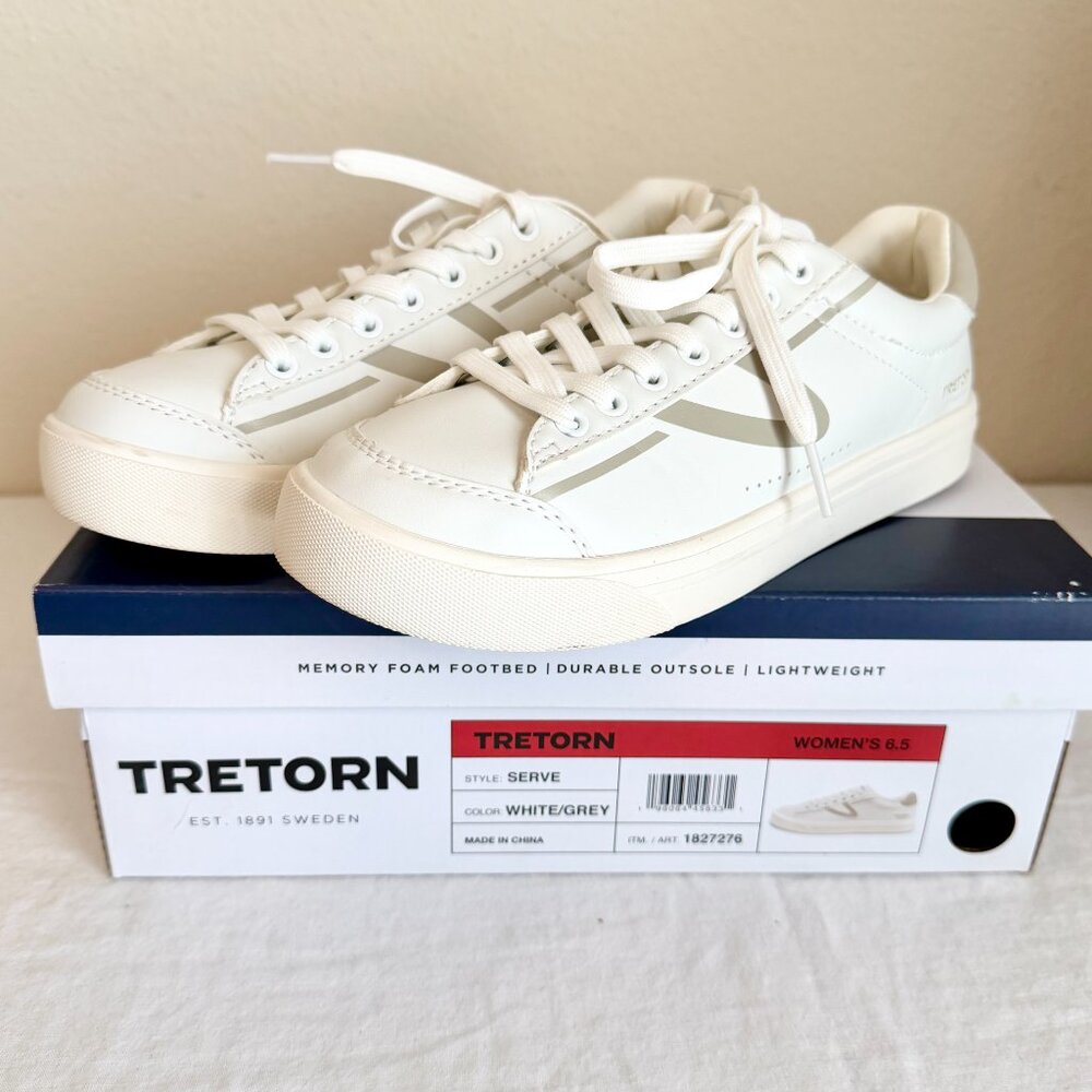 Tretorn Women's Hopper Sneaker Memory Foam Lightweight Shoes White Gray Size 6.5